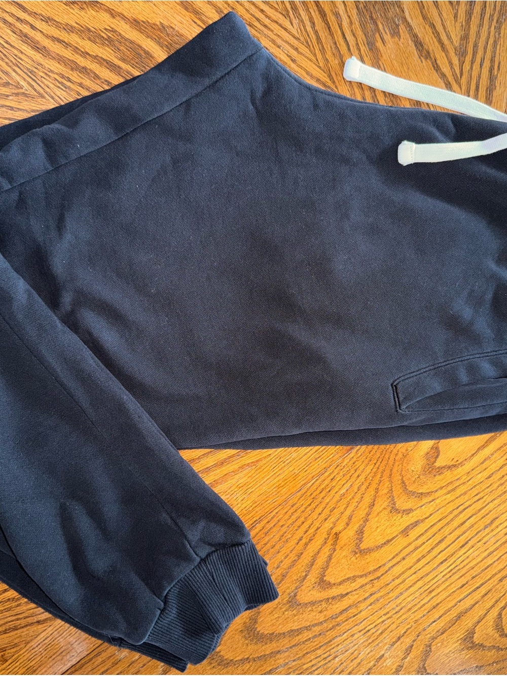 Divided black Sweatpants with White Drawstring